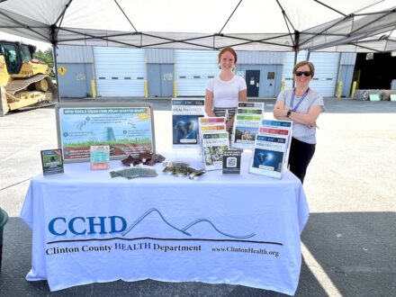 L-R CCHD Mandy Snay and Alyssa Shelton. Casella distributes solar composters for the Health Department 